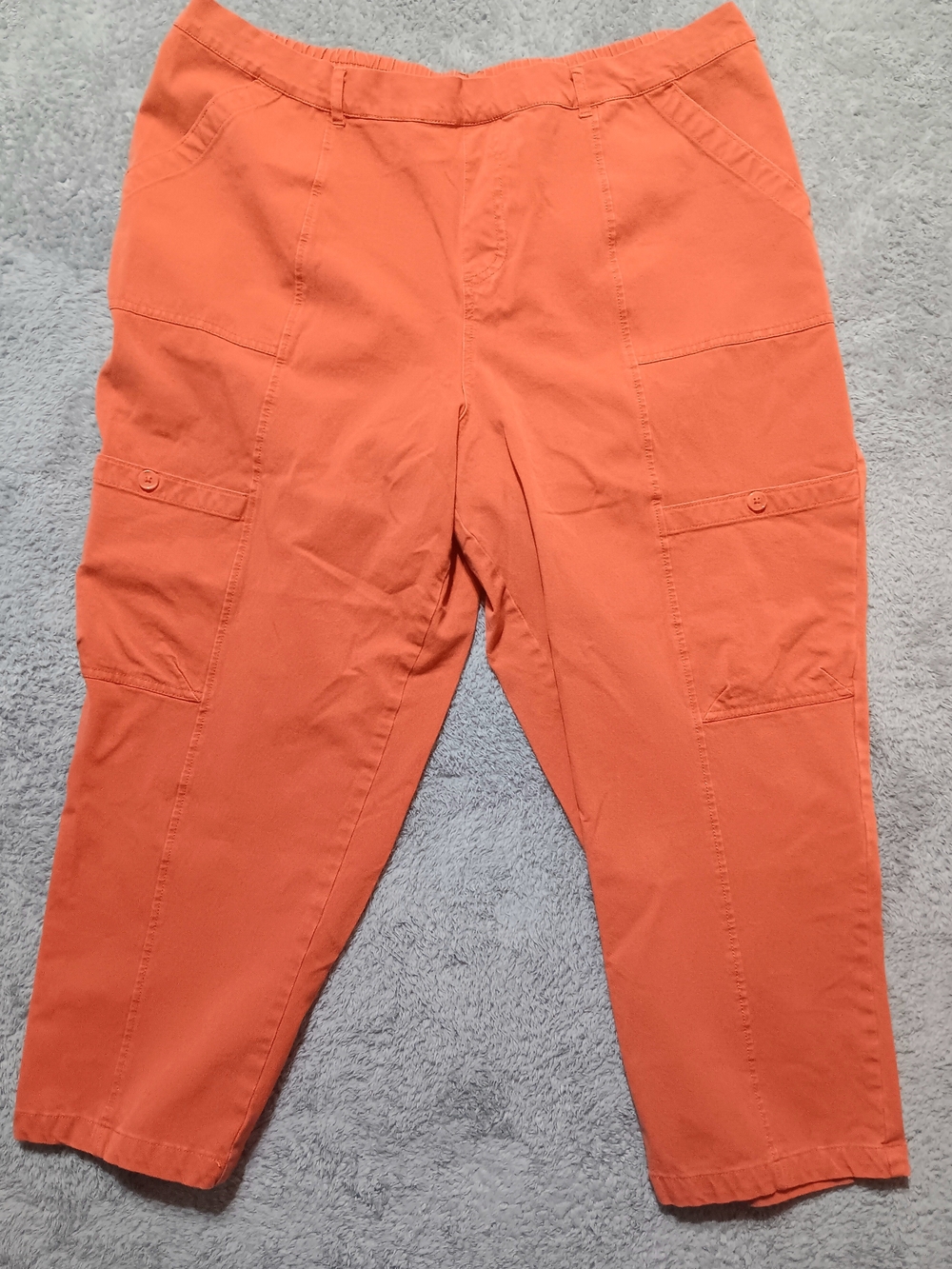 Anybody A636362 Women's XL Rust Orange Utility Crop Pants Elastic Waistband